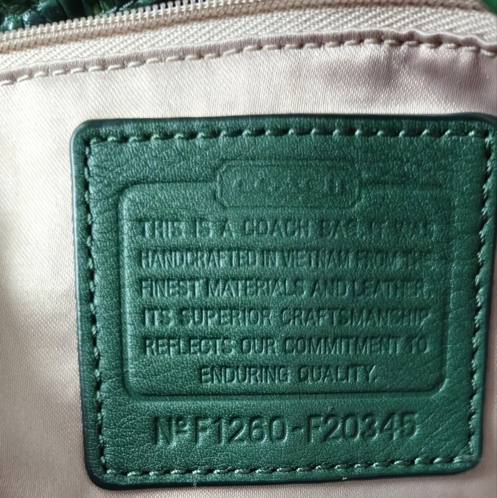 Coach Ashley Hunter Green Leather Croc Embossed Tote Bag